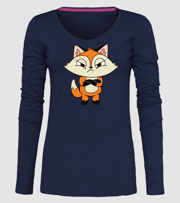 Vulpe furioasă model albastru închis pe tricou