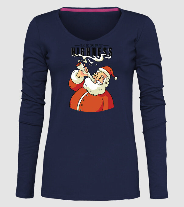 Merry Highness Mikulás fumează iarbă model albastru închis pe tricou