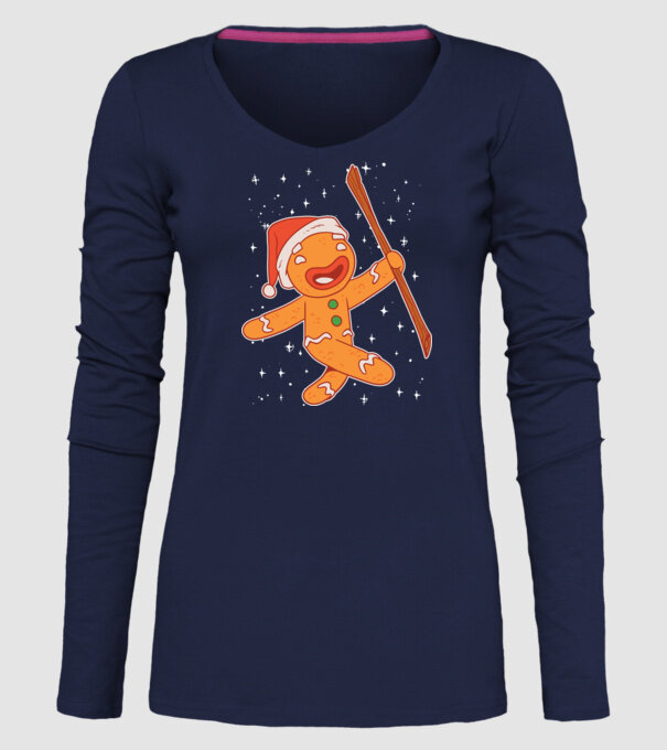 Turtă dulce Moș Crăciun tricou model albastru închis pe tricou