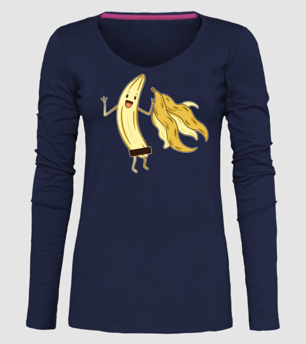 Banană goală model albastru închis pe tricou