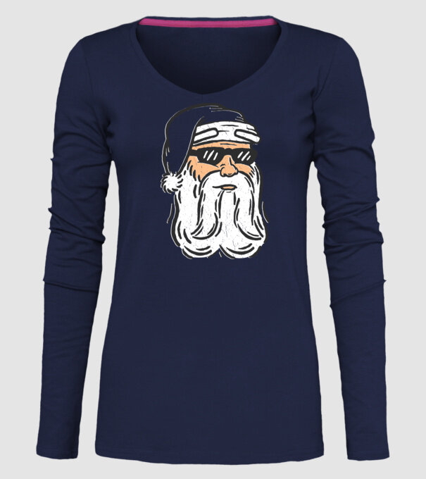 Cap Moș Crăciun model albastru închis pe tricou
