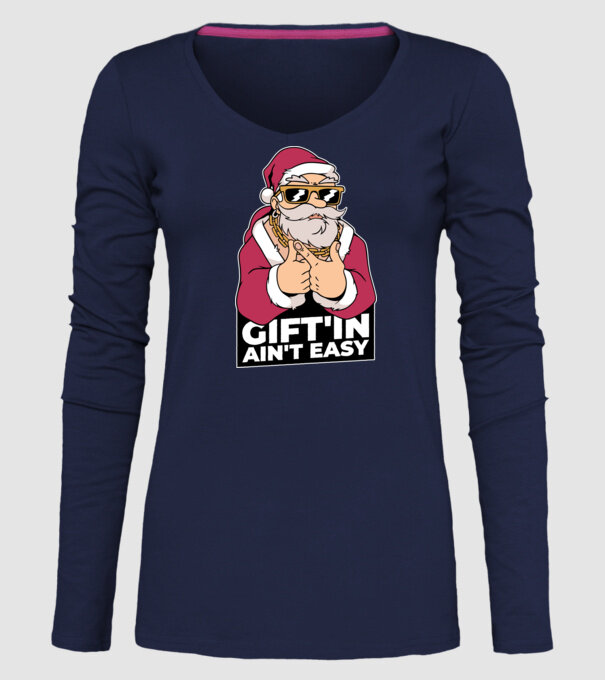 Moș Crăciun Gangster - tricou amuzant Crăciun model albastru închis pe tricou