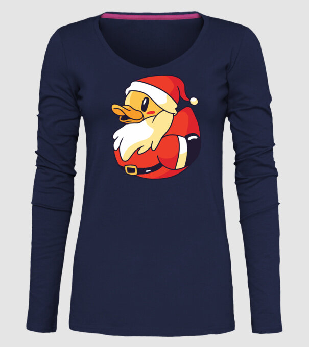 Tricou Moș Crăciun Rață model albastru închis pe tricou