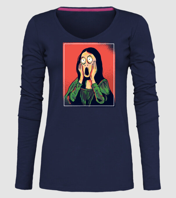 Mona Lisa țipăt model albastru închis pe tricou