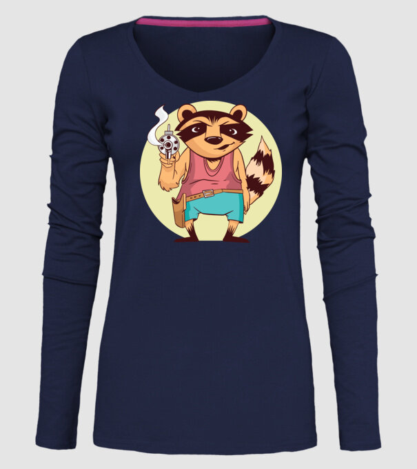 Raton cu armă model albastru închis pe tricou