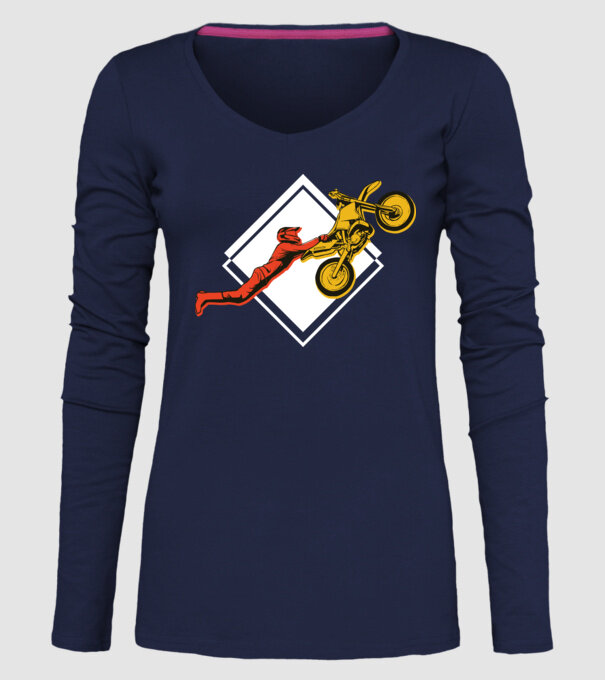 Săritură motocicletă model albastru închis pe tricou