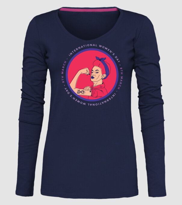 Ziua Internațională a Femeii 8 martie model albastru închis pe tricou