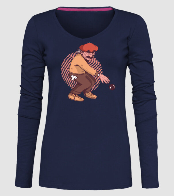 Petanque bătrân model albastru închis pe tricou