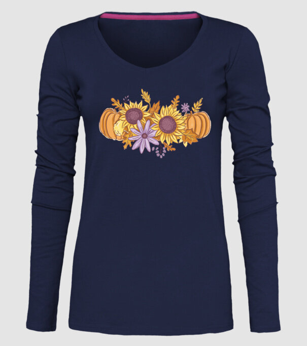 Scena de toamnă Halloween model albastru închis pe tricou