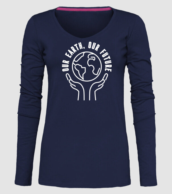Our earth Our Future - Ziua Pământului model albastru închis pe tricou
