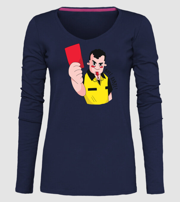 Cartonaș roșu model albastru închis pe tricou