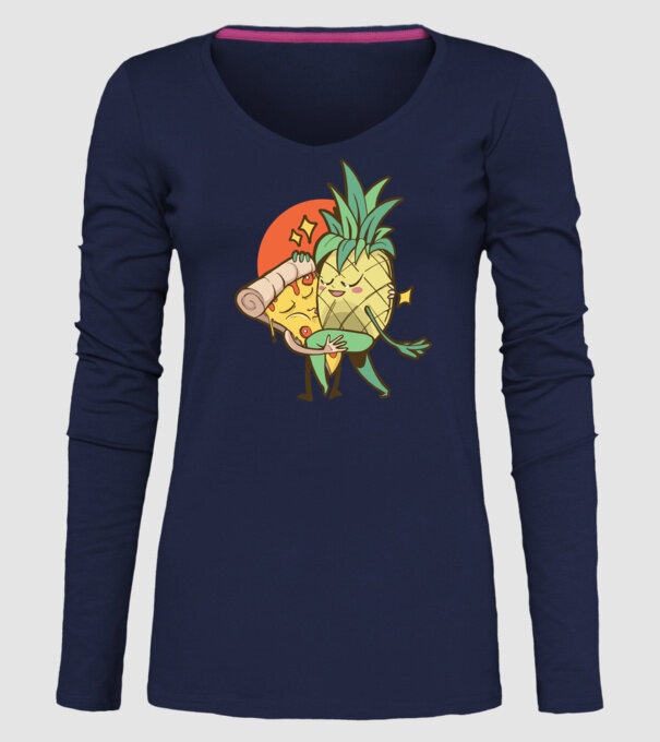 Pizza Ananas Dans model albastru închis pe tricou