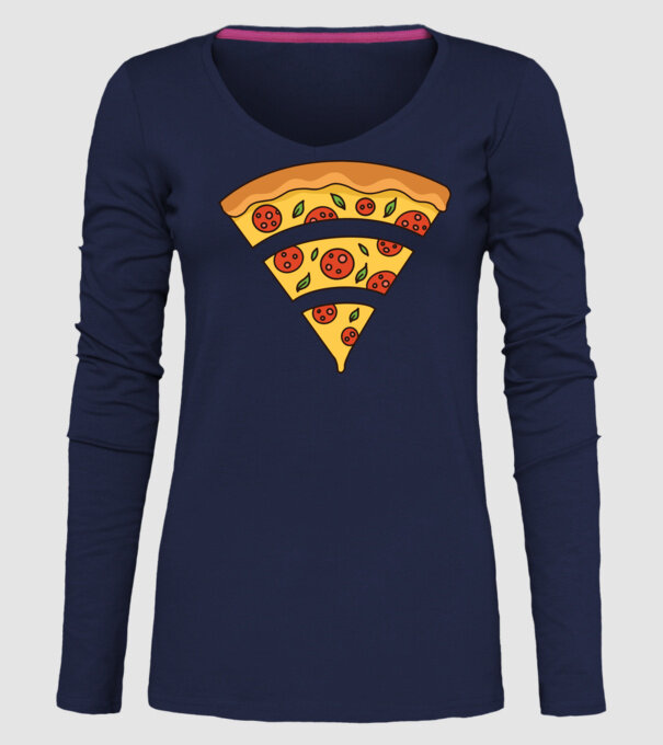 Felie de pizza Wifi model albastru închis pe tricou
