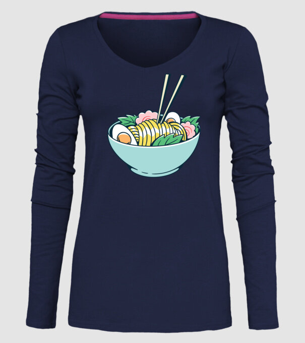 Paste Ramen model albastru închis pe tricou