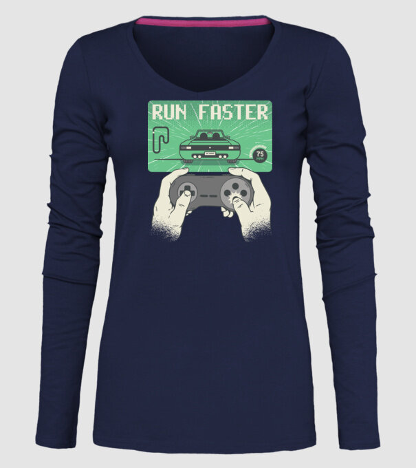 Retro gamer Outrun model albastru închis pe tricou