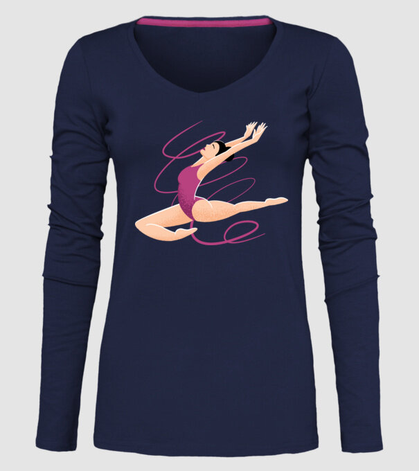 Gimnastică ritmică model albastru închis pe tricou