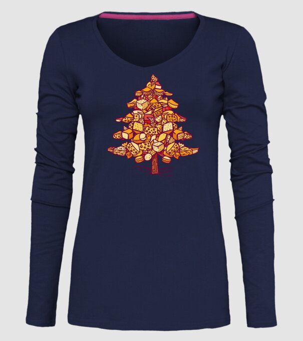 Pom de Crăciun cu Brânză model albastru închis pe tricou