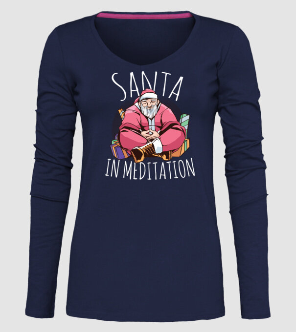 Santa Meditație model albastru închis pe tricou