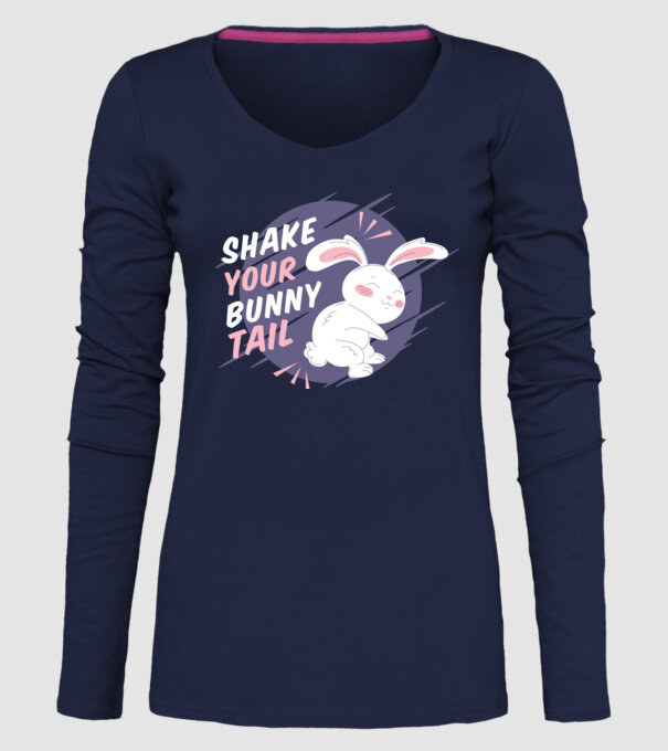Shake your bunny tail model albastru închis pe tricou