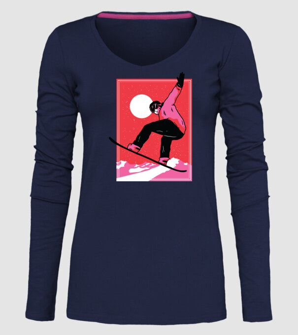 Snowboard poster model albastru închis pe tricou