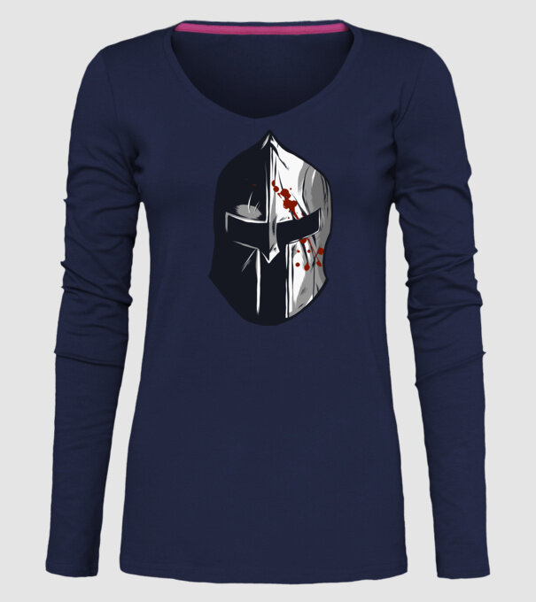 Cască războinic Sparta model albastru închis pe tricou