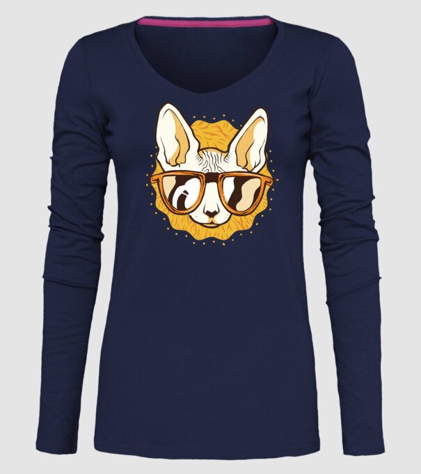 Sphynx Pisică Cool model albastru închis pe tricou