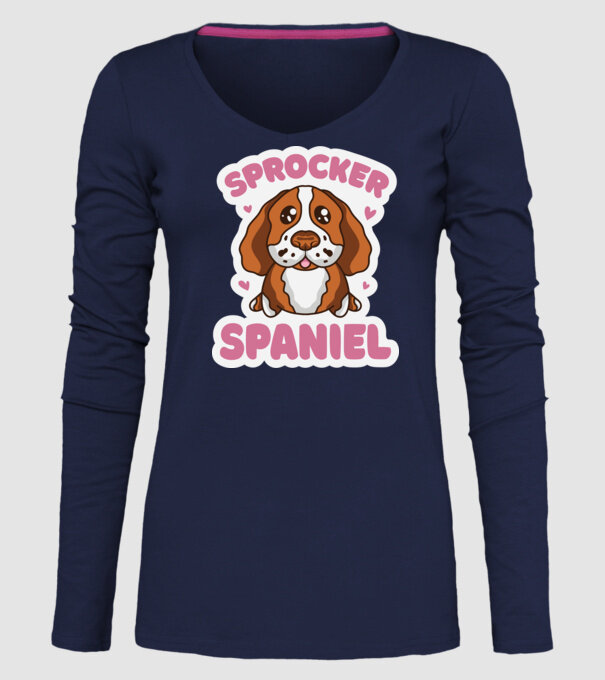 Sprocker Spaniel model albastru închis pe tricou