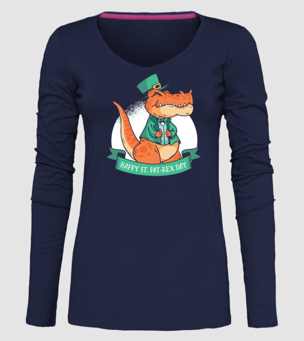 Dinozaur Sfântul Patrick model albastru închis pe tricou