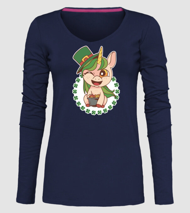 St Patrick Unicorn model albastru închis pe tricou