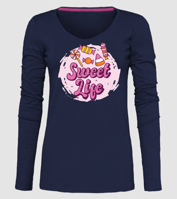 Sweet Life - Viață dulce model albastru închis pe tricou