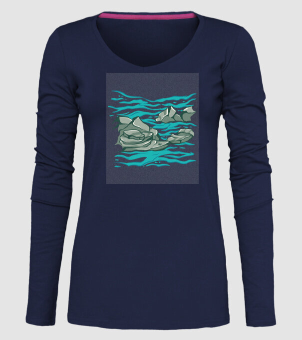 Oceanul cu Stânci model albastru închis pe tricou