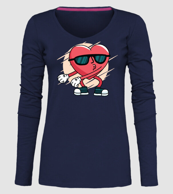 Inimă DAB Floss Heart tricou model albastru închis pe tricou
