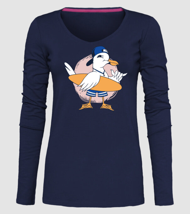 Pescăruș Surfing model albastru închis pe tricou