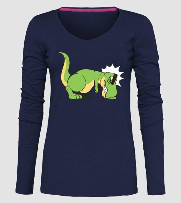 T-rex Push-up model albastru închis pe tricou