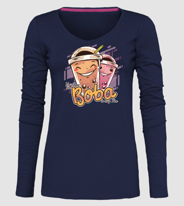 Tu ești Boba pentru ceaiul meu model albastru închis pe tricou