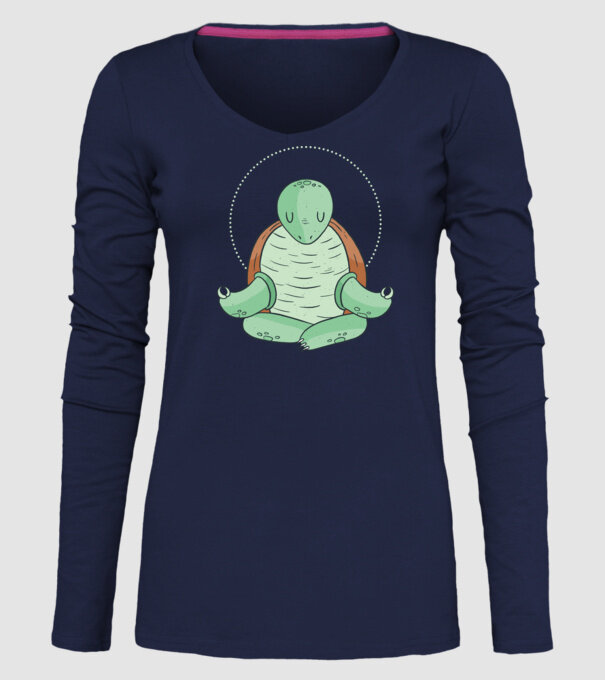 Broască țestoasă Yoga model albastru închis pe tricou
