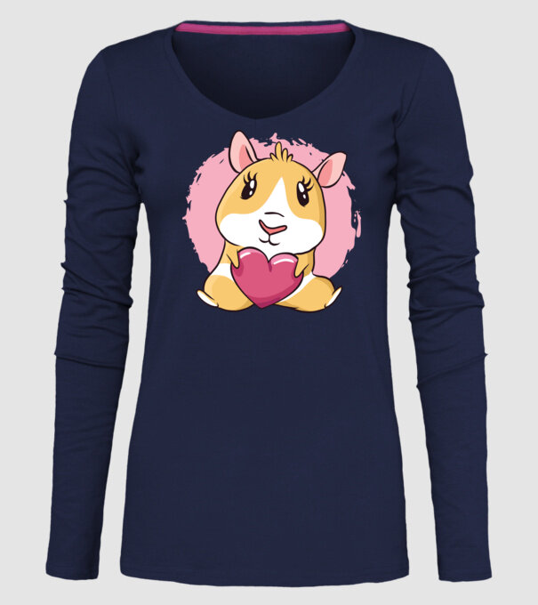 Porcușor de Guineea cu inimă model albastru închis pe tricou