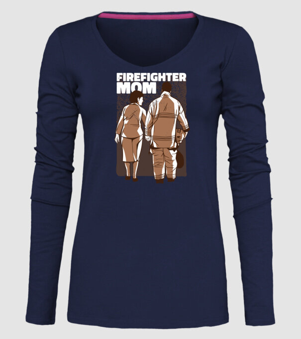 Mama de pompier model albastru închis pe tricou