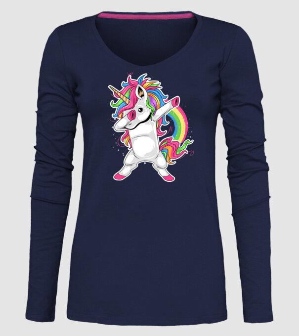 Unicorn Dab model albastru închis pe tricou