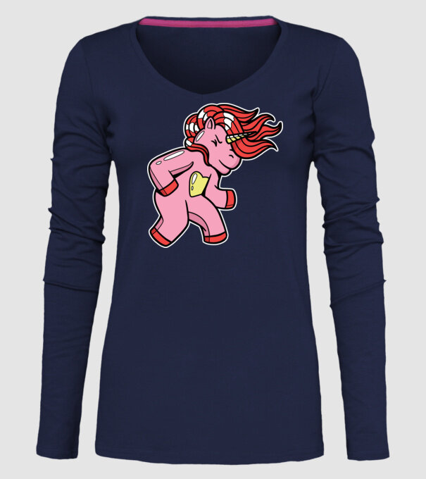 Unicorn model albastru închis pe tricou