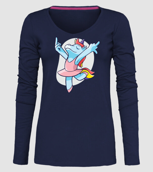 Unicorn Balet dans model albastru închis pe tricou