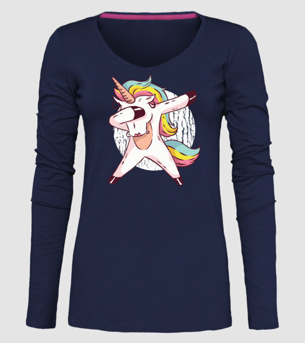 Unicorn DAB model albastru închis pe tricou