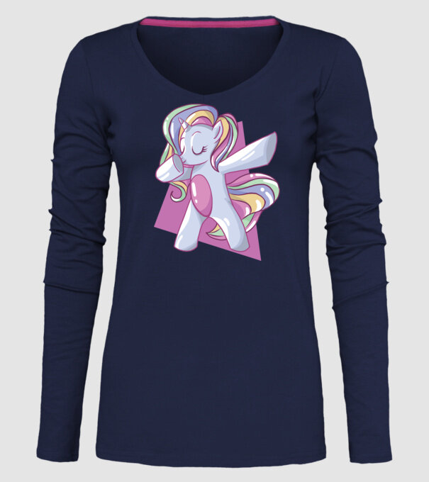 Unicorn DAB model albastru închis pe tricou