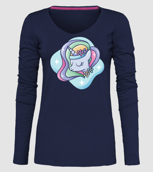 Cap de unicorn model albastru închis pe tricou