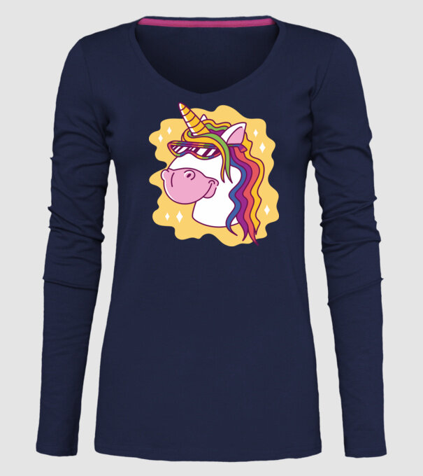 Cap de unicorn model albastru închis pe tricou