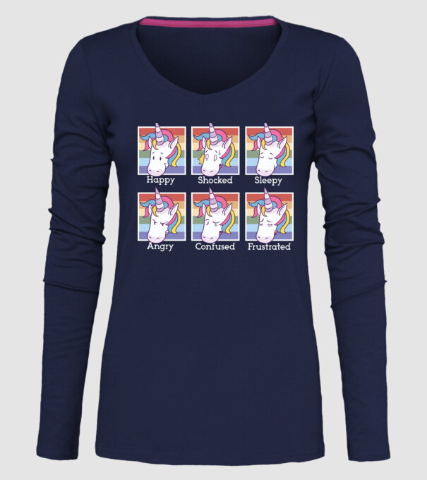 Capete de unicorn model albastru închis pe tricou