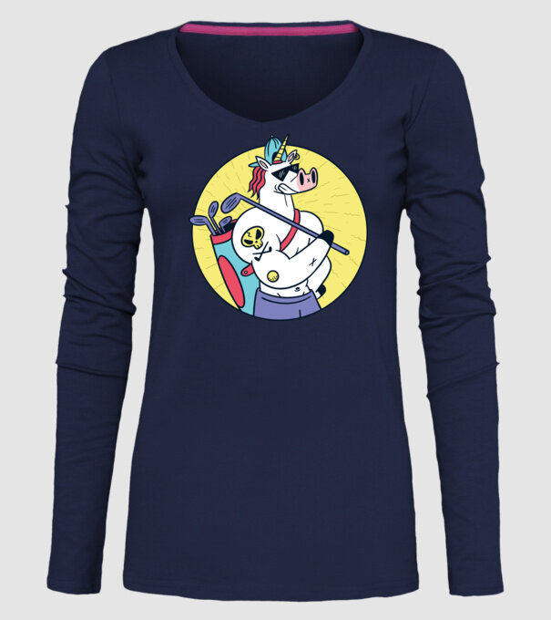 Unicorn Golf model albastru închis pe tricou