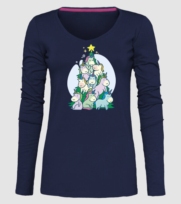 Unicorn pom de Crăciun model albastru închis pe tricou