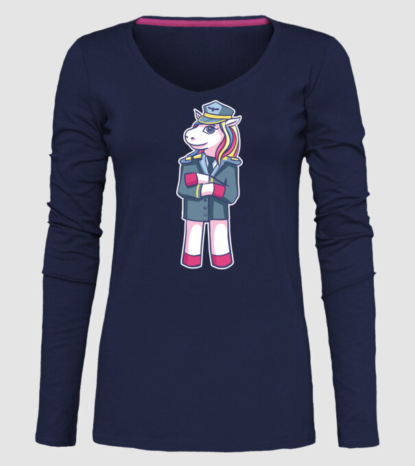 Unicorn Pilot model albastru închis pe tricou