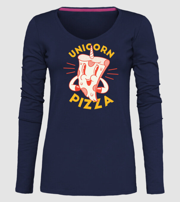 Unicorn Pizza model albastru închis pe tricou